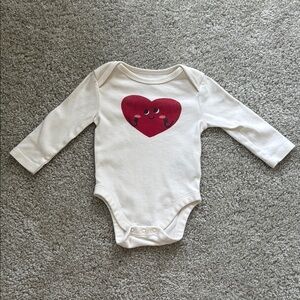Old Navy Heart Print Long Sleeve Baby Onesie Valentine